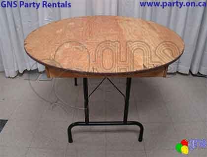 48 in Round Wood Table seats 6 - GNS Party Rentals - Party Rentals Toronto